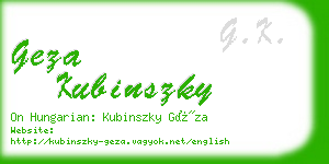 geza kubinszky business card